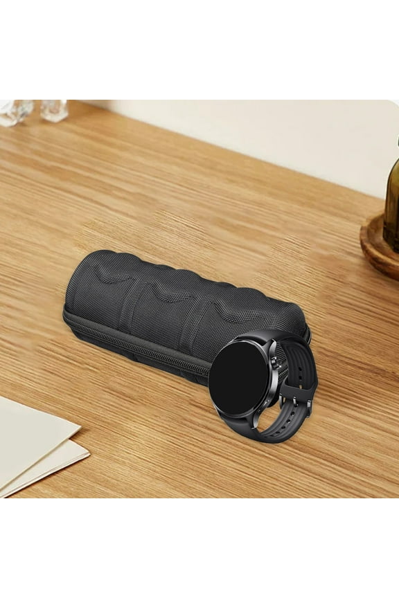 Shockproof Watch Storage Case, EVA Cushioned Organizer for Mechanical & Smart Watches, Travel Protection Hard Shell Case with Carry Handle, Black Adjustable Dividers