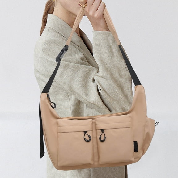 Hovmgk Shoulder Bag, Messenger Tote, Korean Style Large-Capacity Canvas for Work & Daily, Work Accessories & Fashion Supplies, Spacious Organized Storage, Ideal for Professionals & Commuters, Khaki