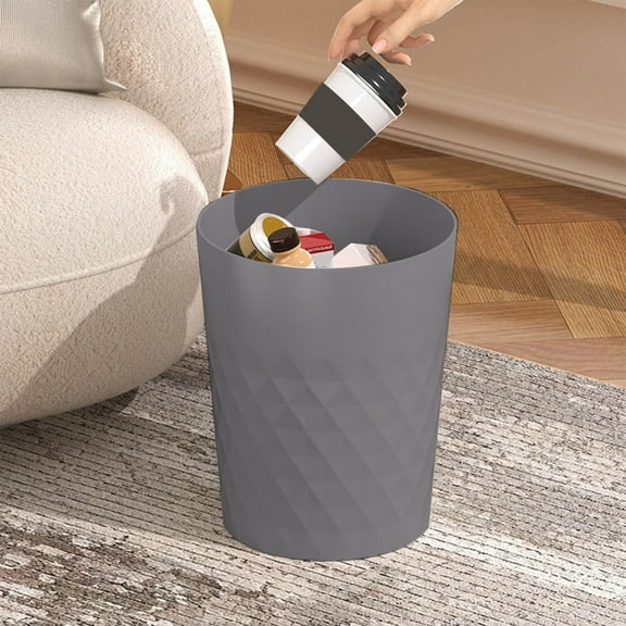 Hovmgk Slim Trash Can for Home & Office, Space-Saving Plastic Waste Bin with Pressure Ring for Kitchen, Bathroom & Garage, Modern Design, Black/White/Gray, Small Waste Bin for Bedroom