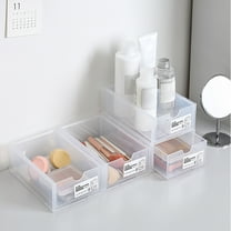 Hovmgk Small Desk Organizer, Stackable Clear Storage Box for Office & Home, White, Versatile Desktop Organizer for Stationery, Bathroom Supplies, Compact Storage for Desk & Bedroom