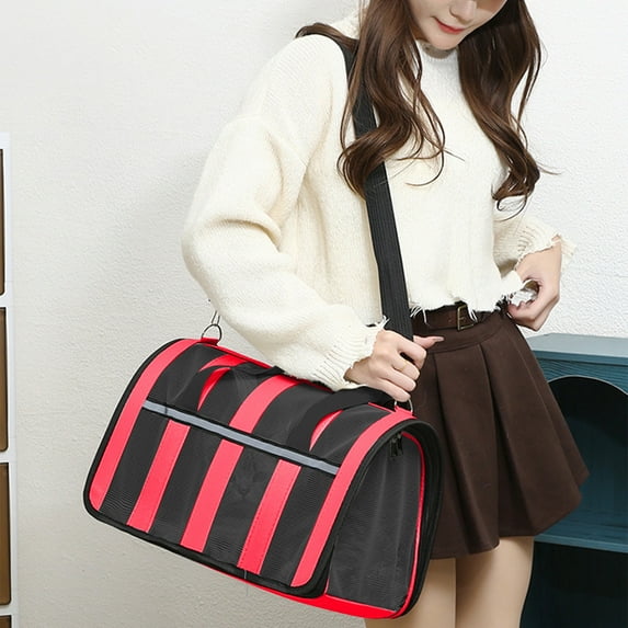 Hovmgk Small Dog Carrier for Travel, Soft Sided Pet Carrier for Cats & Small Dogs, Adjustable Shoulder Strap & Mesh Windows, Comfortable Pet Carrier Bag for Flights & Car, Red/Blue/Green