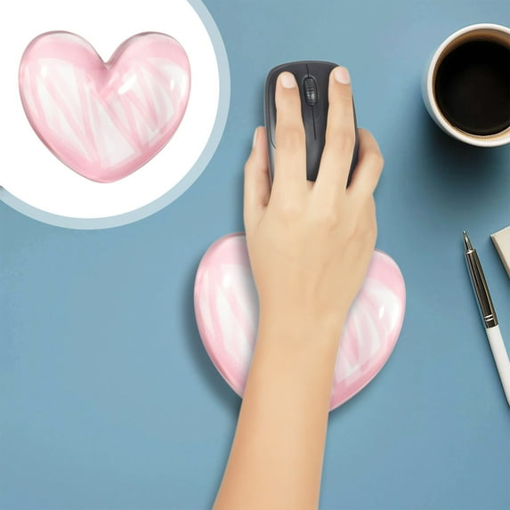 Hovmgk Small Heart Shaped Silicone Mouse Pad, Ergonomic Wrist Rest for Office & Gaming, Soft Gel Cushion for Carpal Tunnel Relief, P-Ink/Yellow/Blue Colors, Comfortable Wrist Support