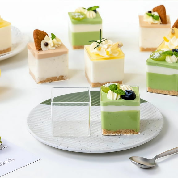 Hovmgk Small Plastic Stereoscopic Boxes, 18pcs Clear Disposable Pudding/Yogurt Cups, Transparent Storage Containers for Desserts, Party & Commercial Use, Convenient and Hygienic