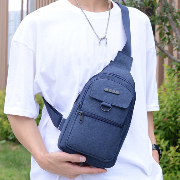 Hovmgk Small Sling Crossbody Bag, Adjustable One Strap Travel Shoulder Purse, Waterproof Chest Pack for Men & Women, Perfect for Outdoor Activities, Casual Walks, Gray/Navy