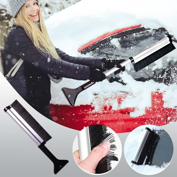 Hovmgk Snow Removal Tools for Cars, Heavy Duty Ice Scraper with Stainless Steel Support, Compact & Portable Car Snow Shovel, Perfect for Winter Snow & Ice Cleaning, Ideal for Vehicle Storage
