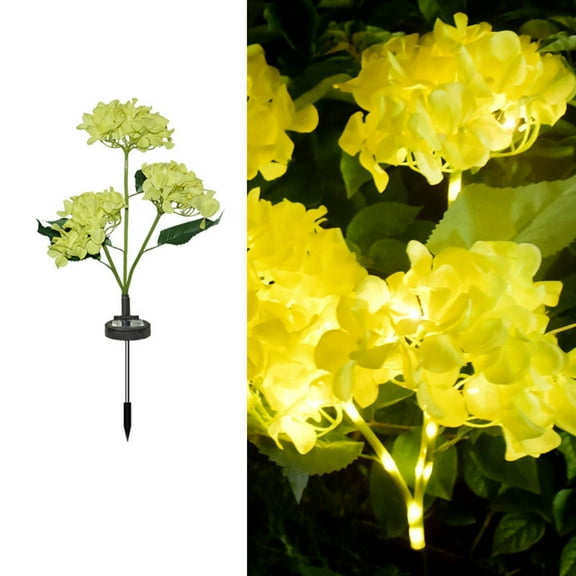 Hovmgk Solar Powered Embroidered Simulation Flower Lamp, Outdoor Courtyard Floor Lamp with Three Heads, Waterproof, Intelligent Photosensitive Light Control for Garden & Patio Décor