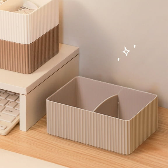 Hovmgk Storage Box, Clear Plastic Organizer with Adjustable Dividers, Ideal for Jewelry, Toiletries, Small Office Supplies, Gray/Coffee/Beige for Desk & Home Organization