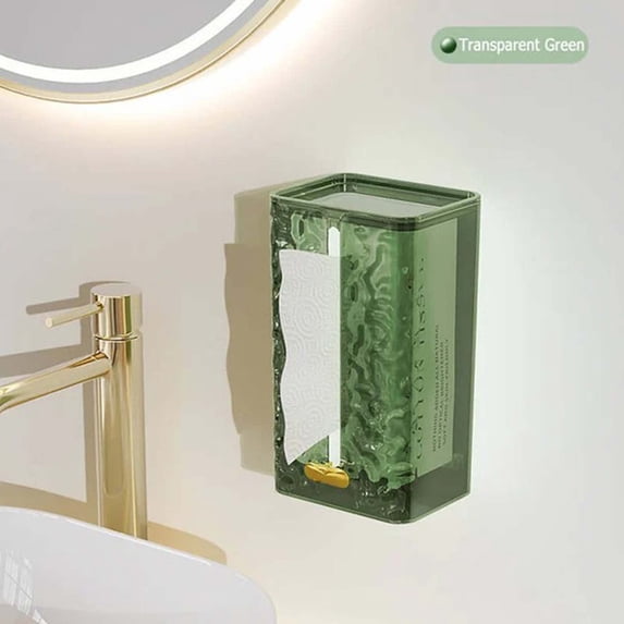 Hovmgk Tissu/Washcloth Organizer Case, Glacier Patterned Tissue Box with Suction Wall Mount, Translucent Paper Napkin Box for Bathroom, Kitchen, Office, Stylish & Practical Design