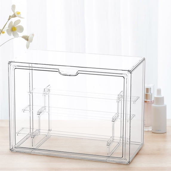 Hovmgk Transparent Storage Box, Large Capacity Clear Bag Storage Organizer for Dolls, Bags & Small Items, Space-Saving Display Shelf for Home & Office, Easy to Clean with Reinforced Handles