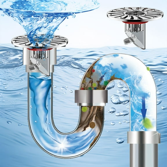 Hovmgk Universal Stainless Steel Floor Drain Deodorizer, Multi-Layer Water Blocker & Odor Preventer, Insect-Proof and Overflow Protection, Fits Most Floor Drains, Easy Installation