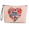 thumbnail image 1 of Hovmgk Valentine's Day Makeup Bag, Women's Multi-Functional Lipstick Organizer, Portable Travel Cosmetic Storage, Cute Heart Design for School & Daily Use, Red/Gold, 1 of 6
