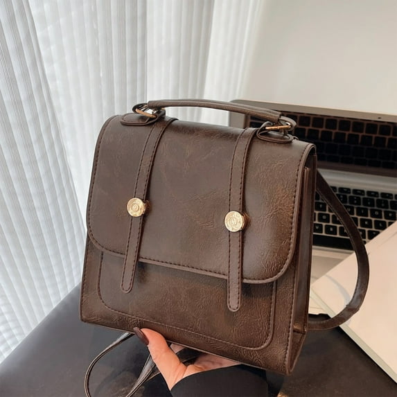 Hovmgk Vintage Women's Fashion Backpack, Casual Handbag & Lightweight Travel Schoolbag, Trendy Korean Style for School & Daily Use, Coffee/Brown/Black, Chic Backpack for Women