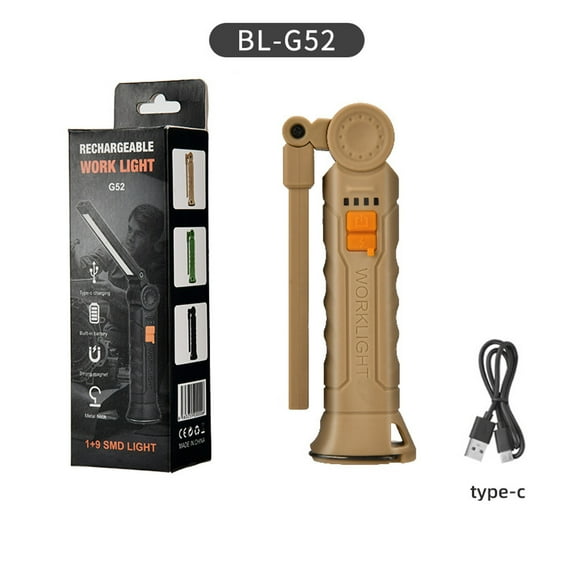 Hovmgk Waterproof Camping Light, Multi-Functional COB LED Work Light with Magnetic Base, USB Rechargeable, 4 Lighting Modes, 360° Rotatable Emergency Flashlight for Outdoor & Automotive Work