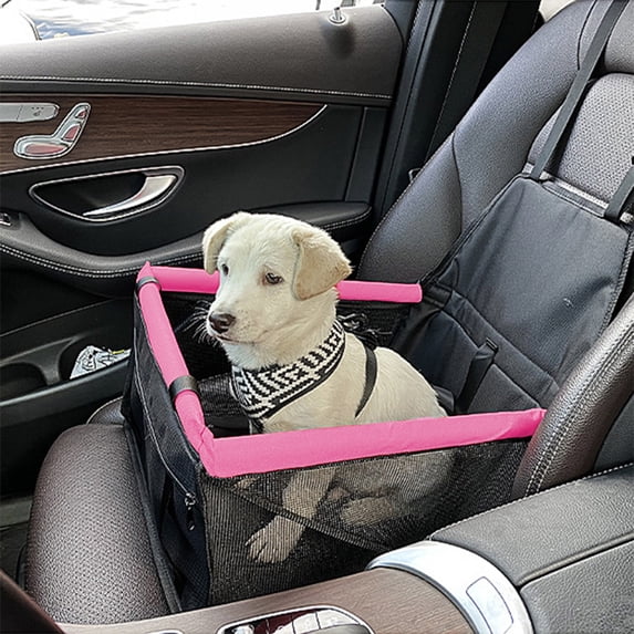Hovmgk Waterproof Pet Car Seat, Non-Slide Safety Belt for Cats & Dogs, Pink/Red/Gray, Sturdy PVC Mesh & Oxford Cloth, Comfortable for Small Pets, Easy to Clean, Travel & Car Safety Seat