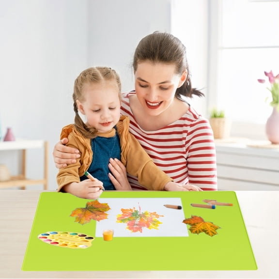 Hovmgk Waterproof Silicone Craft Mat, Non-Slip Raised Edges for Easy Cleaning, Kids Craft and Dining Mat, Ideal for Painting, Handicrafts, Family Use and Table Protector