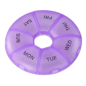 Hovmgk Weekly Pill Organizer, 7-day Medication Box, Compact, Labeled, Transparent – Ideal for Travel, Daily Use, Great for Seniors, Patients, Purple