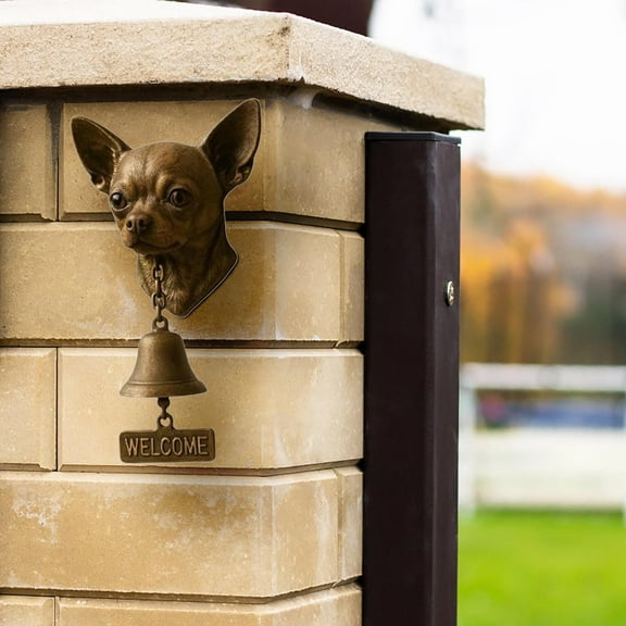 Hovmgk Western White Emblem Welcome Doorbell, Labrador & German Shepherd Resin Sculpture, “WELCOME” Tag with Chime for Home Entry, Decorative Doorbell for Outdoor Décor