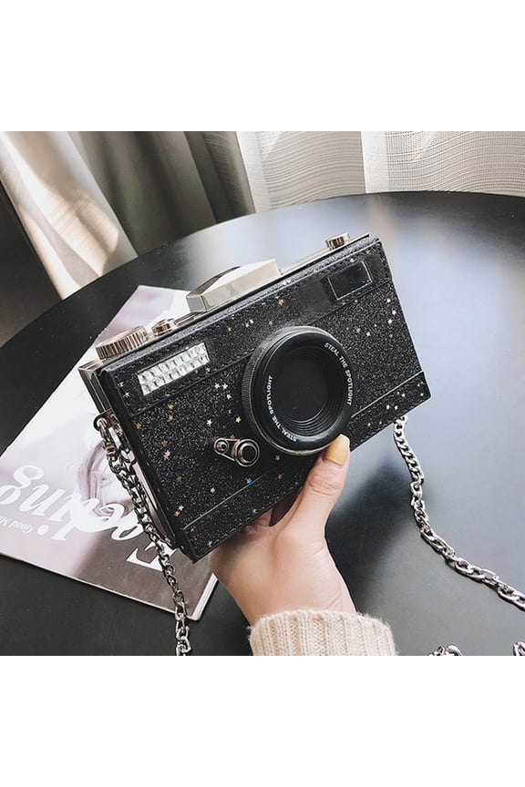 Women’s Glitter Camera Crossbody Bag, Sparkly Evening Purse, Sequined Handheld Sack, 17x10x4cm Detachable Strap, Party Accessory Supplies, Daily Item Storage & Sparkle Style, Party Attendees