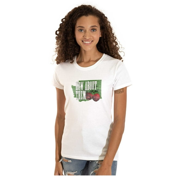 How About Them Washington Apples WA Womens Slim Fit Graphic Tee Brisco Brands L