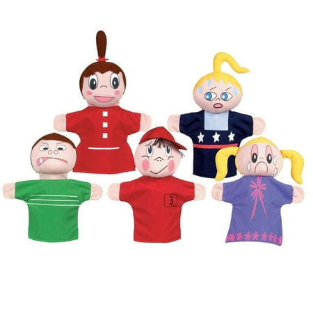 How Am I Feeling Hand Puppet Set, Caucasian, 5/Pkg