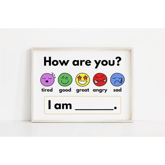 How Are You Feeling Emotions Chart Classroom Homeschool Nursery Art, Unframed Canvas 12x16in