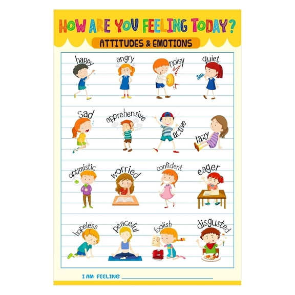 How Are You Feeling? Emotions Chart - Colorful Educational Poster for Classroom Bulletin Board or Home, Kids Mental Health Aid