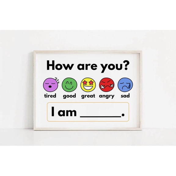 How Are You Feeling Feelings and Emotion Chart Classroom Homeschool Nursery Unframed Paper Poster 8x10in
