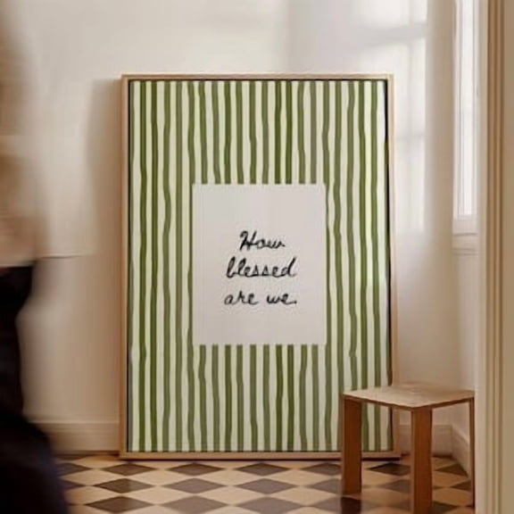 How Blessed Are We Bible Verse Olive Green Striped Christian Poster, Poster Home Decor, Poster Only
