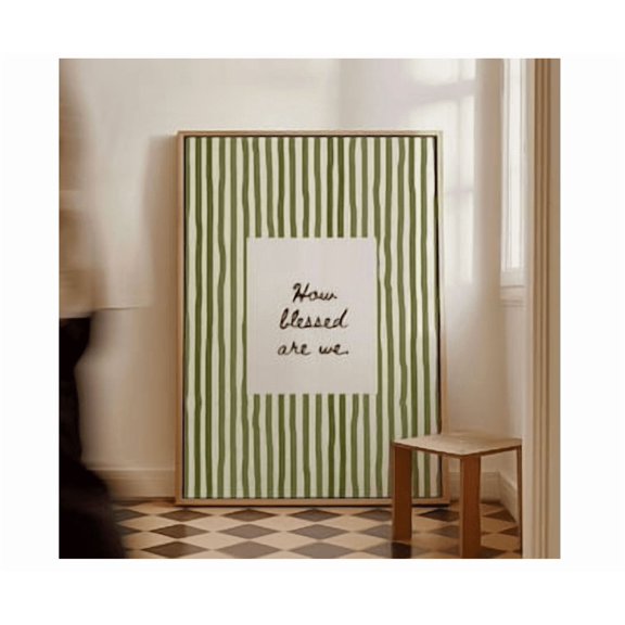 How Blessed Are We Bible Verse Olive Green Striped Christian Poster