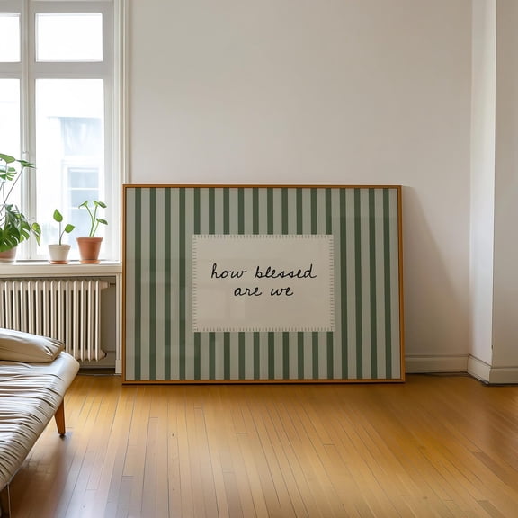 How Blessed Are We Green Striped Wall Decor