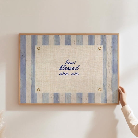 How Blessed Are We Poster Trendy Aestheticnavy Blue Typography Poster Positive Wall Art Vintage Aesthetic Dorm Decor Home Decor, 8x12 UNFRAMED