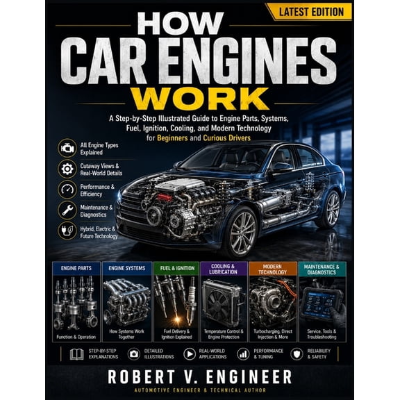 How Car Engines Work: A Step-by-Step Illustrated Guide to Engine Parts, Systems, Fuel, Ignition, Cooling, and Modern Tec, (Paperback)