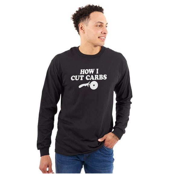 How Cut Carbs Cutter Foodie Pizza Plus Size Long Sleeve Graphic Tee Shirt Brisco Brands 2X