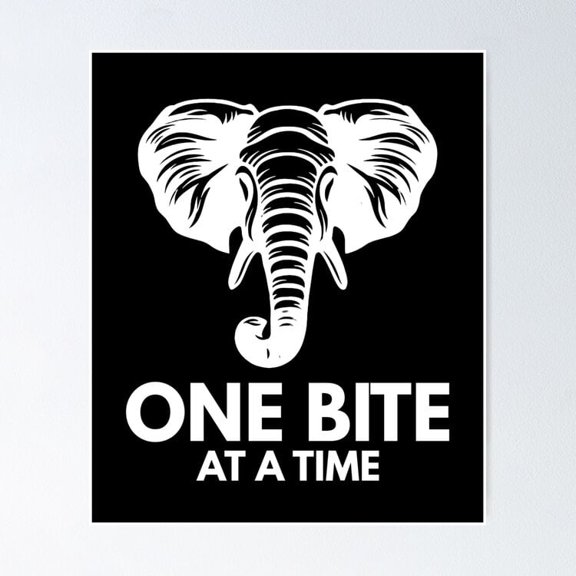 How Do You Eat An Elephant Quote Poster UNFRAMED PAPER POSTER, Home Decor