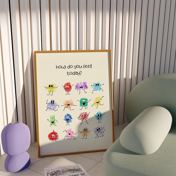How Do You Feel Today Funky Emotions Wall Art Unframed Paper Print