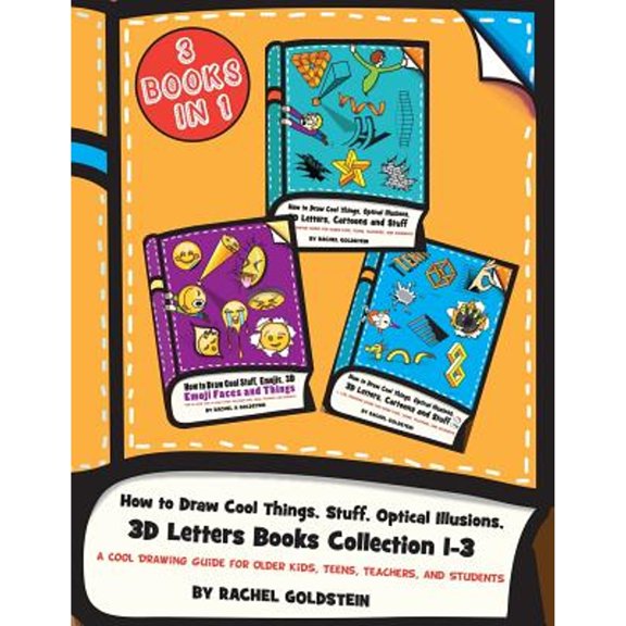 Pre-Owned How to Draw Cool Things, Stuff, Optical Illusions, 3D Letters Books Collection 1-3: A Cool Drawing Guide for Older Kids, Teens, Teachers, and Students: Volume 18 (Drawing for Kids) Paperback