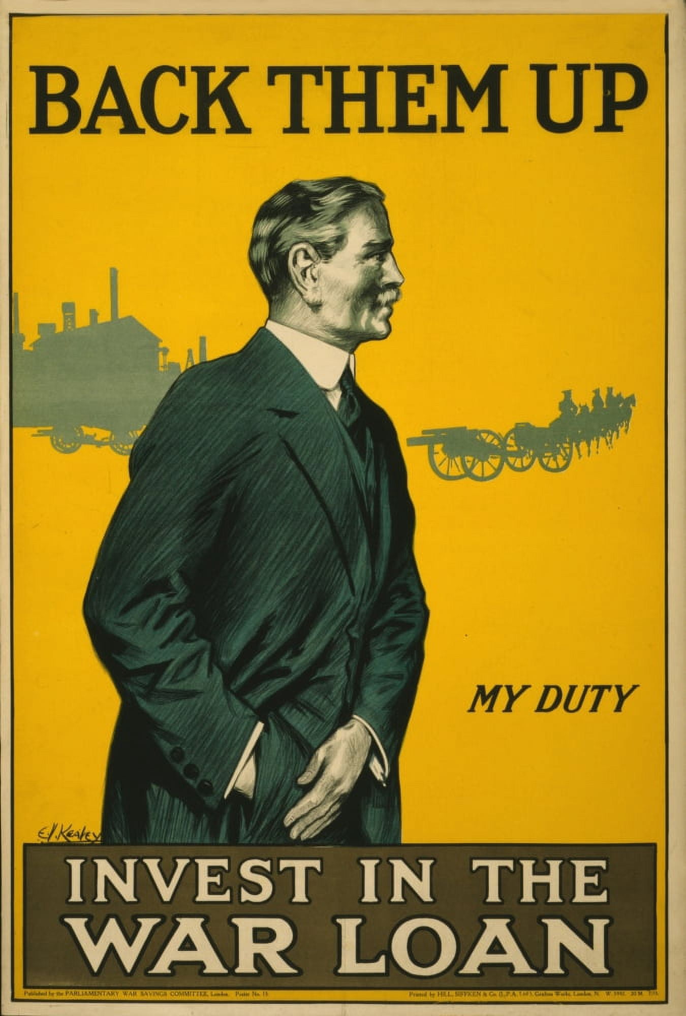 How England Raised an Army 1917 Back them up Canvas Art - EV Keavey (24 x 36)