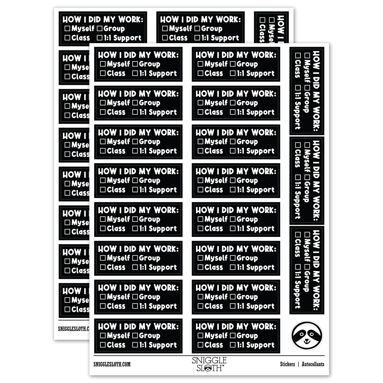 How I Did My Work Checklist Teacher Student School Sticker Set - Black ...