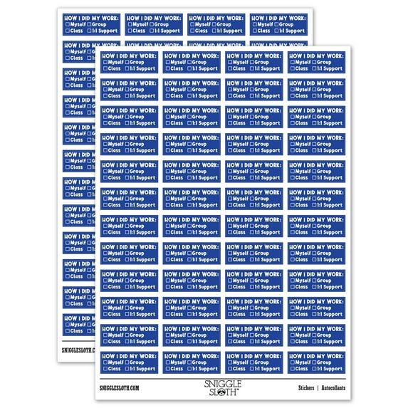 How I Did My Work Checklist Teacher Student School Sticker Set - Dark Blue - Gloss Finish - 1.25" Mini