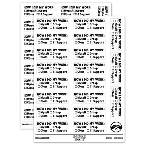 How I Did My Work Checklist Teacher Student School Sticker Set - White - Matte Finish - 2.00" Large