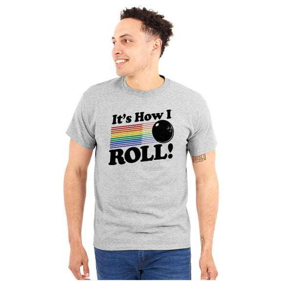 How I Roll Funny Bowling Ball Pun Plus Size Crewneck Graphic Tee Shirt Brisco Brands 2X