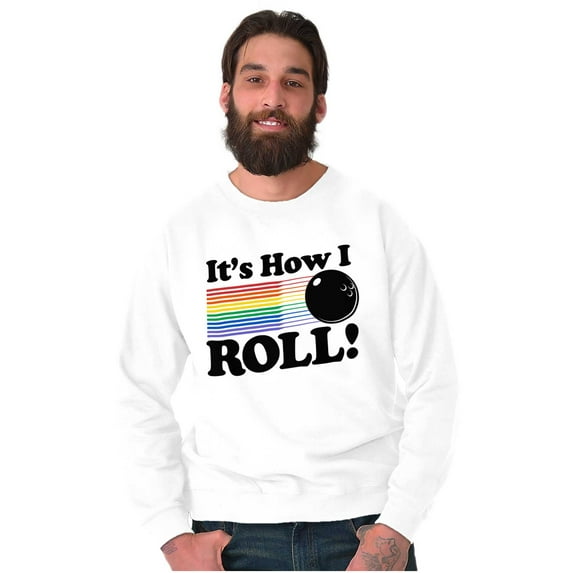 How I Roll Funny Bowling Ball Pun Sweatshirt for Men or Women Brisco Brands L