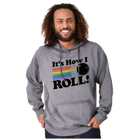 How I Roll Funny Bowling Ball Pun Unisex Plus Fleece Graphic Hoodie Brisco Brands 2X
