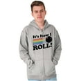 thumbnail image 1 of How I Roll Funny Bowling Ball Pun Unisex Fleece Graphic Zip Up Hoodie Brisco Brands 2X, 1 of 5