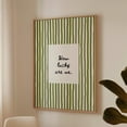 thumbnail image 1 of How Lucky Are We Olive Green Stripe Preppy Poster, Stretched Canvas 12x16in, 1 of 4