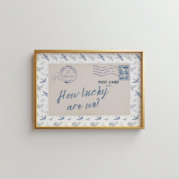 How Lucky Are We Postcard Bird Chinoiserie Poster Unframed Paper Print
