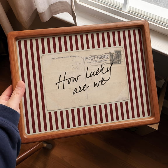 How Lucky Are We Red Stripe Vintage Love Wall Art, Unframed Paper Print Size 8x12