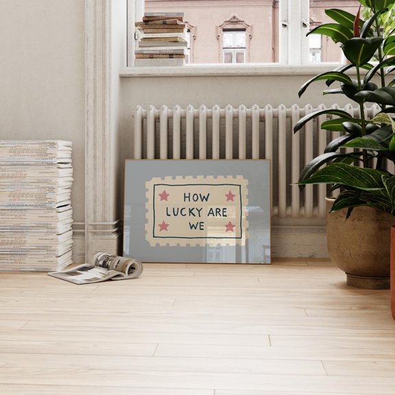 How Lucky Print Blue Pink Colorful Bedroom Wall Art, Unframed Canvas 8x10in