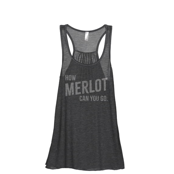 How Merlot Can You Go Women's Fashion Sleeveless Flowy Racerback Workout Yoga Tank Top Charcoal Grey Small