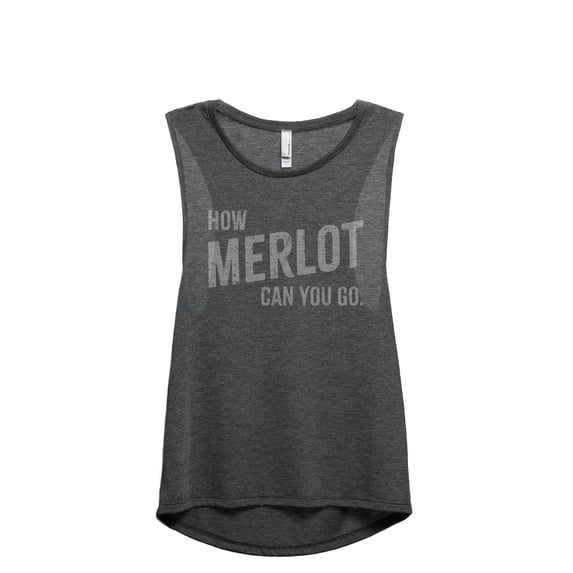 How Merlot Can You Go Women's Fashion Sleeveless Muscle Workout Yoga Tank Top Charcoal Grey Medium